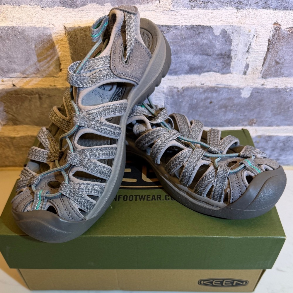 Keen Whisper Women 7.5 Medium Grey Peacock Green Water Sandals 1022814